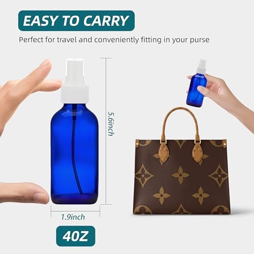 Bastelica Cobalt Blue Glass Spray Bottles 4 oz - Fine Mist Sprayers for Essential Oils, Face, Hair, Plants, Travel, Perfumes, Cleaning - 4 Pack - görsel 8