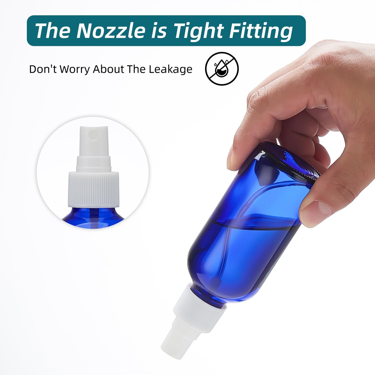 Bastelica Cobalt Blue Glass Spray Bottles 4 oz - Fine Mist Sprayers for Essential Oils, Face, Hair, Plants, Travel, Perfumes, Cleaning - 4 Pack - görsel 9