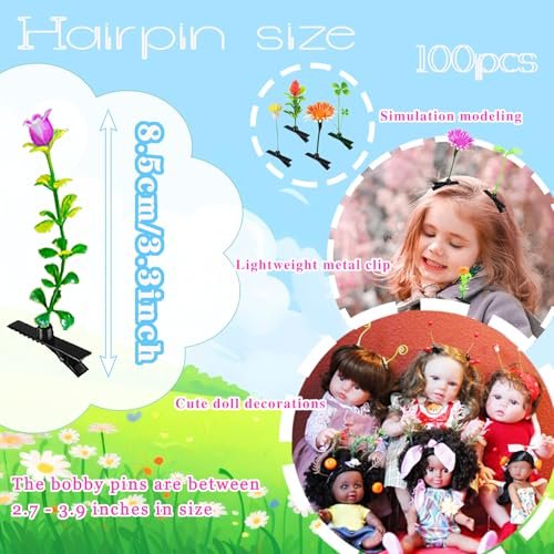 100 Pcs Bean Sprout Hair Clips - Mixed Style Funny Hairpins for Women, Kids, Girls - Crazy Hair Day & Party Decor Avelisse