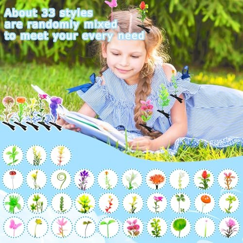 100 Pcs Bean Sprout Hair Clips - Mixed Style Funny Hairpins for Women, Kids, Girls - Crazy Hair Day & Party Decor Avelisse