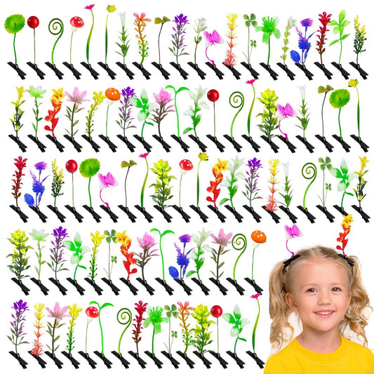 100 Pcs Bean Sprout Hair Clips - Mixed Style Funny Hairpins for Women, Kids, Girls - Crazy Hair Day & Party Decor Avelisse