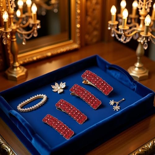 4PCS Red Fashion Korean Style Rhinestones Snap Hair Clips - Rectangular Shiny Luxury Hairpins for Women & Girls - görsel 5