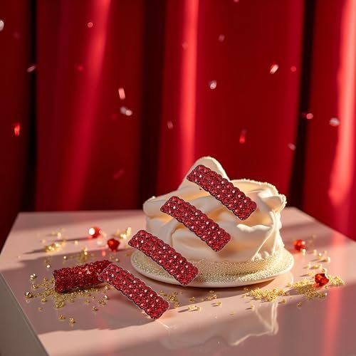 4PCS Red Fashion Korean Style Rhinestones Snap Hair Clips - Rectangular Shiny Luxury Hairpins for Women & Girls - görsel 7