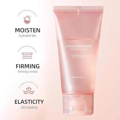 Collagen Night Wrapping Mask - Peel Off Hydrolyzed Collagen Facial Mask for Elasticity & Hydration, Tight Skin, Reduce Sagging & Dullness, 2.54 fl.oz - görsel 10