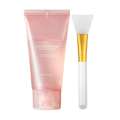 Collagen Night Wrapping Mask - Peel Off Hydrolyzed Collagen Facial Mask for Elasticity & Hydration, Tight Skin, Reduce Sagging & Dullness, 2.54 fl.oz