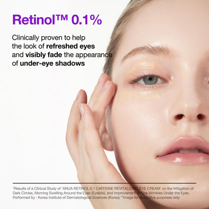 Anua Retinol 0.1 Caffeine Revitalizing Eye Cream – Lightweight Hydrating Formula for Dark Circles & Puffiness, Korean Skincare for Sensitive Skin, 1.05 fl oz Avelisse