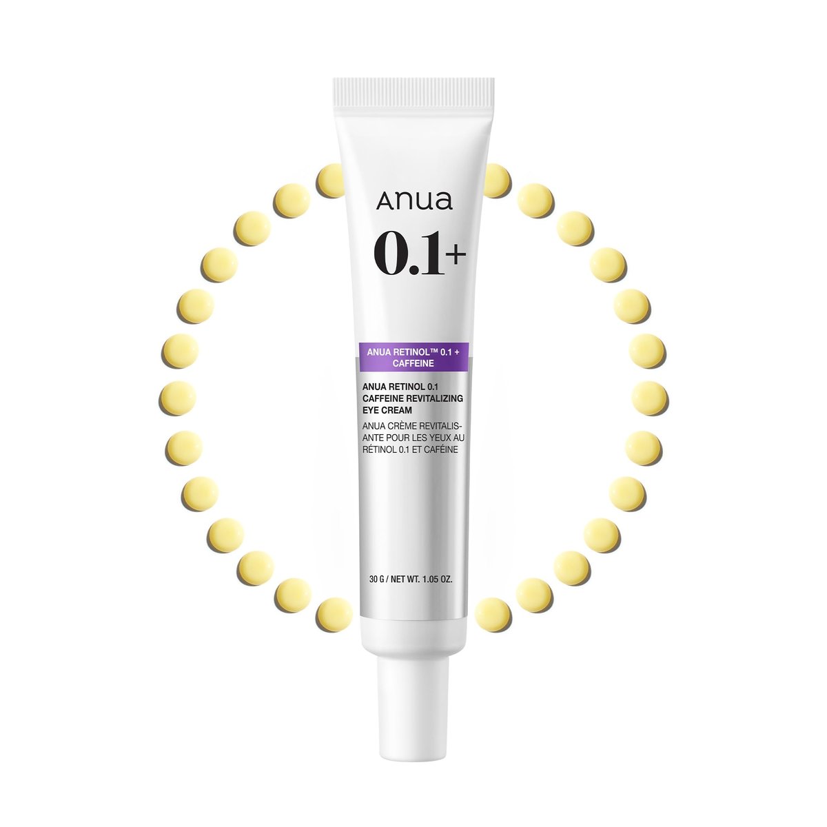 Anua Retinol 0.1 Caffeine Revitalizing Eye Cream – Lightweight Hydrating Formula for Dark Circles & Puffiness, Korean Skincare for Sensitive Skin, 1.05 fl oz Avelisse