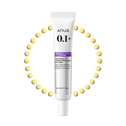 Anua Retinol 0.1 Caffeine Revitalizing Eye Cream – Lightweight Hydrating Formula for Dark Circles & Puffiness, Korean Skincare for Sensitive Skin, 1.05 fl oz Avelisse