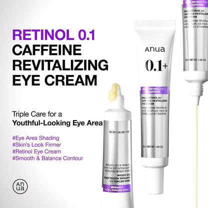 Anua Retinol 0.1 Caffeine Revitalizing Eye Cream – Lightweight Hydrating Formula for Dark Circles & Puffiness, Korean Skincare for Sensitive Skin, 1.05 fl oz Avelisse