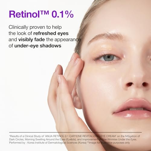 Anua Retinol 0.1 Caffeine Revitalizing Eye Cream – Lightweight Hydrating Formula for Dark Circles & Puffiness, Korean Skincare for Sensitive Skin, 1.05 fl oz Avelisse