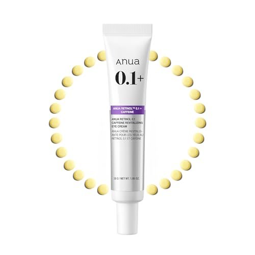 Anua Retinol 0.1 Caffeine Revitalizing Eye Cream – Lightweight Hydrating Formula for Dark Circles & Puffiness, Korean Skincare for Sensitive Skin, 1.05 fl oz Avelisse