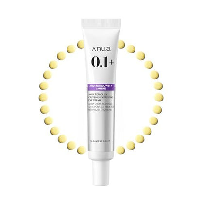 Anua Retinol 0.1 Caffeine Revitalizing Eye Cream – Lightweight Hydrating Formula for Dark Circles & Puffiness, Korean Skincare for Sensitive Skin, 1.05 fl oz Avelisse