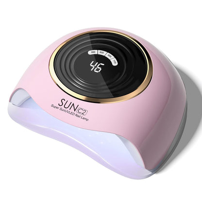 WEVILI 288W Professional UV LED Nail Lamp with 63 Beads - Fastest Gel Curing Dryer for Home & Salon, Smart Sensor, LCD Display & 4 Timers, Pink Salon-Grade Light Avelisse
