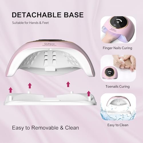 WEVILI 288W Professional UV LED Nail Lamp with 63 Beads - Fastest Gel Curing Dryer for Home & Salon, Smart Sensor, LCD Display & 4 Timers, Pink Salon-Grade Light Avelisse
