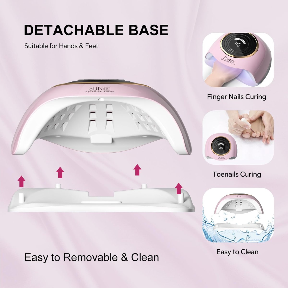 WEVILI 288W Professional UV LED Nail Lamp with 63 Beads - Fastest Gel Curing Dryer for Home & Salon, Smart Sensor, LCD Display & 4 Timers, Pink Salon-Grade Light Avelisse