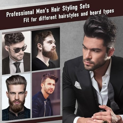 Dylapick Men's Hair Brush and Beard Brush Set – Boar Bristle, Wide Tooth Comb, Round Brush & Texture Comb for Detangling, Blow Drying, Cutting, Parting & Styling Avelisse