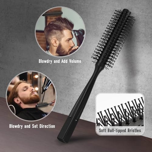 Dylapick Men's Hair Brush and Beard Brush Set – Boar Bristle, Wide Tooth Comb, Round Brush & Texture Comb for Detangling, Blow Drying, Cutting, Parting & Styling Avelisse