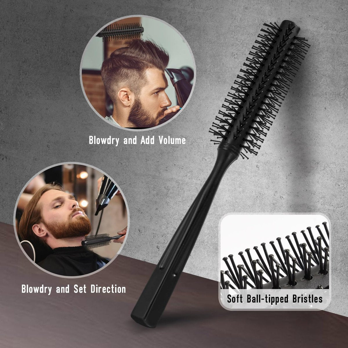 Dylapick Men's Hair Brush and Beard Brush Set – Boar Bristle, Wide Tooth Comb, Round Brush & Texture Comb for Detangling, Blow Drying, Cutting, Parting & Styling Avelisse