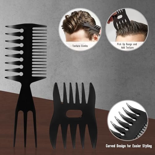 Dylapick Men's Hair Brush and Beard Brush Set – Boar Bristle, Wide Tooth Comb, Round Brush & Texture Comb for Detangling, Blow Drying, Cutting, Parting & Styling Avelisse