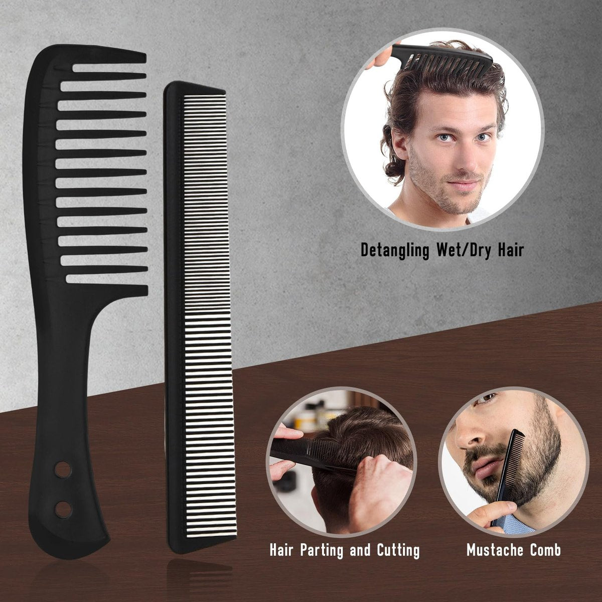 Dylapick Men's Hair Brush and Beard Brush Set – Boar Bristle, Wide Tooth Comb, Round Brush & Texture Comb for Detangling, Blow Drying, Cutting, Parting & Styling Avelisse