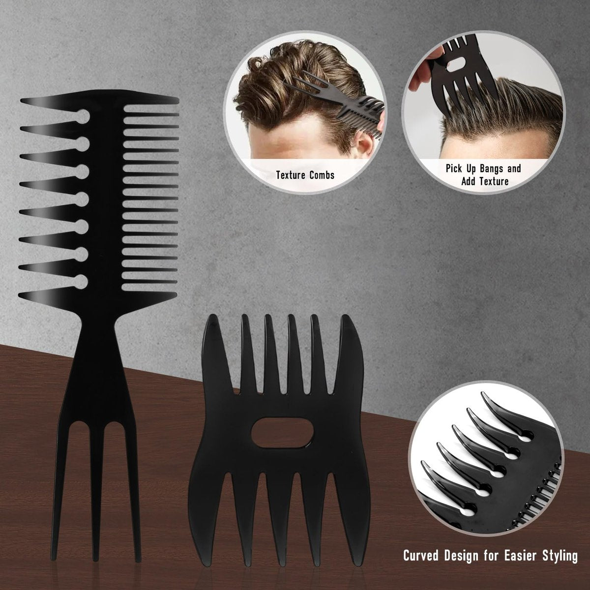 Dylapick Men's Hair Brush and Beard Brush Set – Boar Bristle, Wide Tooth Comb, Round Brush & Texture Comb for Detangling, Blow Drying, Cutting, Parting & Styling Avelisse
