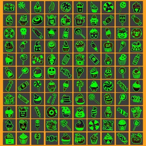 Partywind 204 Styles Glow Halloween Candy Temporary Tattoos for Kids - Luminous Sugar Tattoo Stickers for Party Decorations Supplies, Non-Candy Halloween Treats for Kids Trick or Treat Party - görsel 8