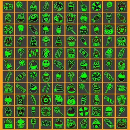 Partywind 204 Styles Glow Halloween Candy Temporary Tattoos for Kids - Luminous Sugar Tattoo Stickers for Party Decorations Supplies, Non-Candy Halloween Treats for Kids Trick or Treat Party