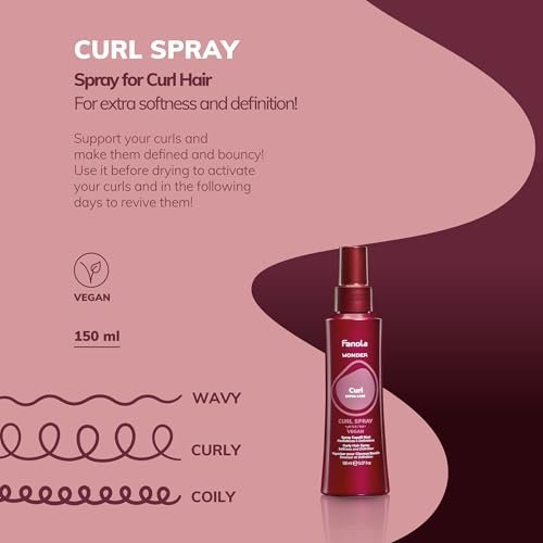 Fanola Wonder Curl Refresher Spray for Curly and Wavy Hair - Lightweight Curl Activator and Revitalizing Hair Spray for Definition & Softness - 150 ml (5 Fl Oz) - görsel 4