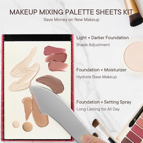 Alyfini Pocket Makeup Palette Mirror for Purse - 100 Disposable Sheets & Spatula, Small Travel Toiletry Essentials, Handheld Foundation/Lip/Nail Color Mixing Tray, Makeup Artist and Enthusiasts Gift Avelisse