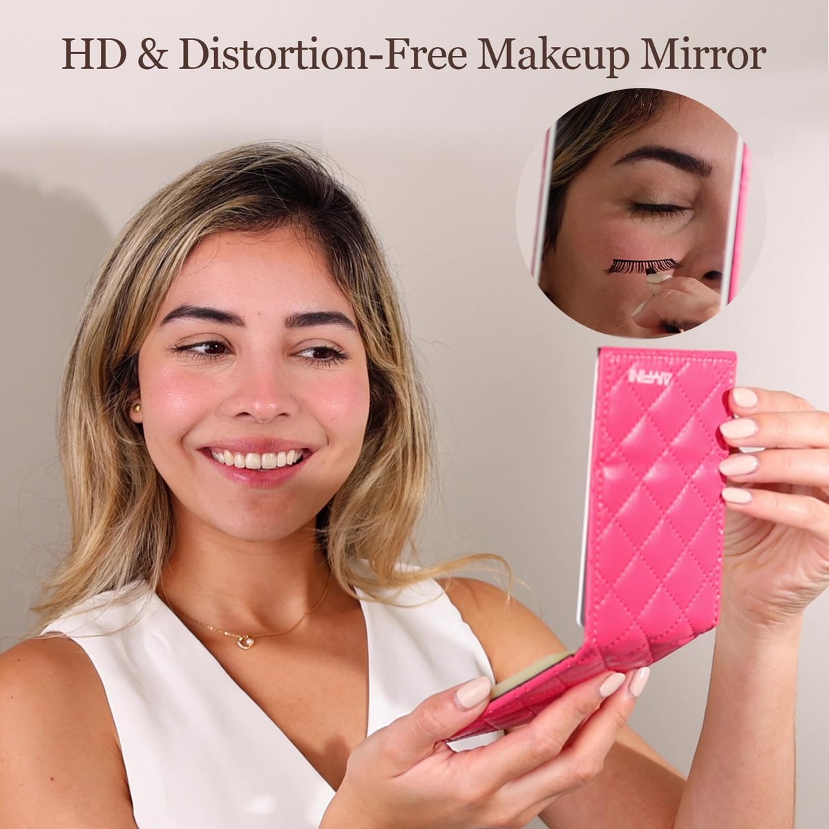Alyfini Pocket Makeup Palette Mirror for Purse - 100 Disposable Sheets & Spatula, Small Travel Toiletry Essentials, Handheld Foundation/Lip/Nail Color Mixing Tray, Makeup Artist and Enthusiasts Gift Avelisse