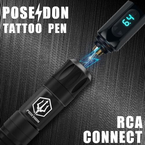 POSEIDON Wireless Tattoo Pen Kit - Complete Tattoo Machine Kit with 2 Batteries & 20 Cartridge Needles, Professional Tattoo Supplies for Beginners and Artists Avelisse