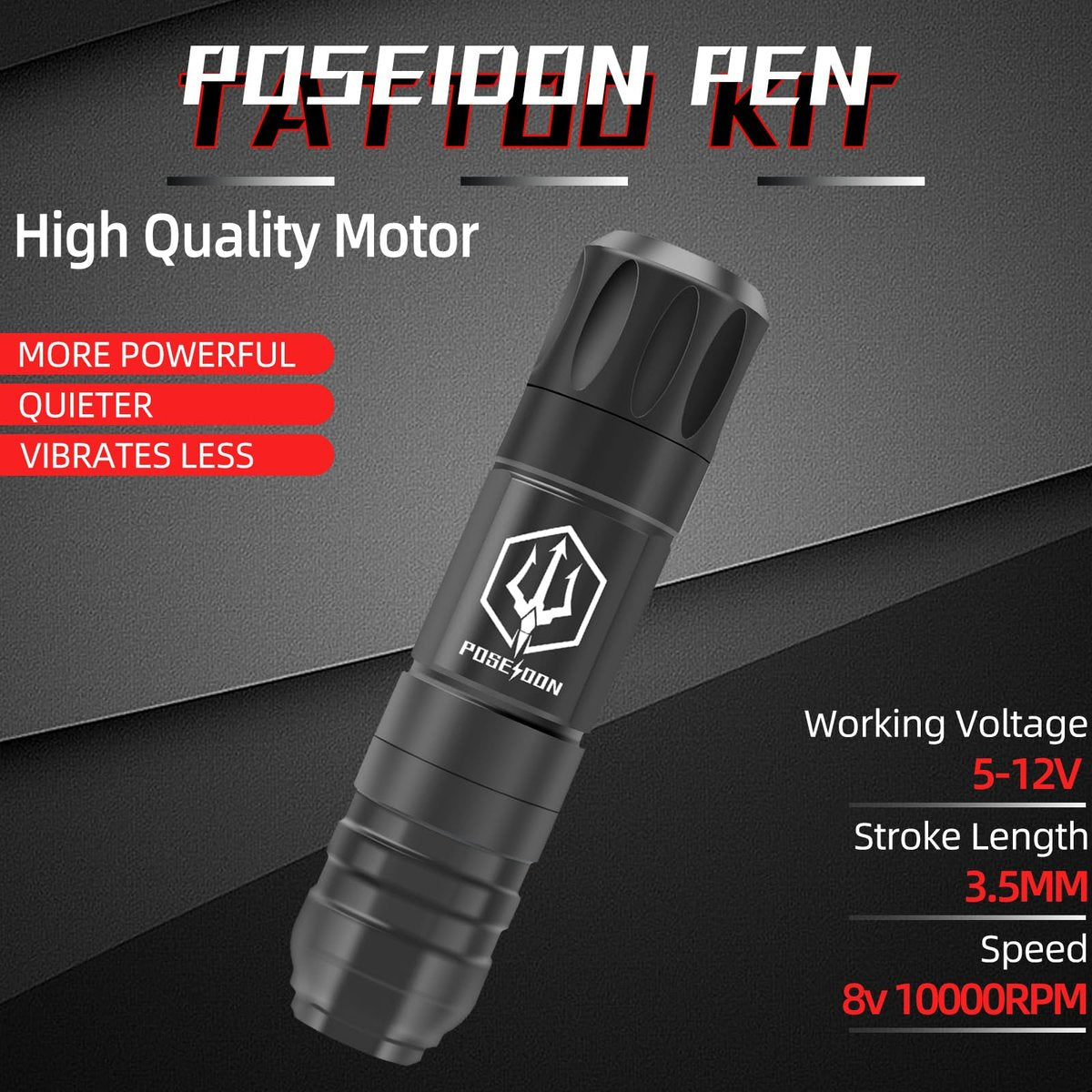 POSEIDON Wireless Tattoo Pen Kit - Complete Tattoo Machine Kit with 2 Batteries & 20 Cartridge Needles, Professional Tattoo Supplies for Beginners and Artists Avelisse