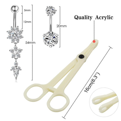 Autdor 13-Piece Belly Piercing Kit with 14G Belly Button Rings, Piercing Clamp, and Clean Tools | Professional Piercing Supplies