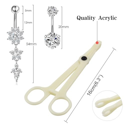 Autdor 13-Piece Belly Piercing Kit with 14G Belly Button Rings, Piercing Clamp, and Clean Tools | Professional Piercing Supplies - görsel 6
