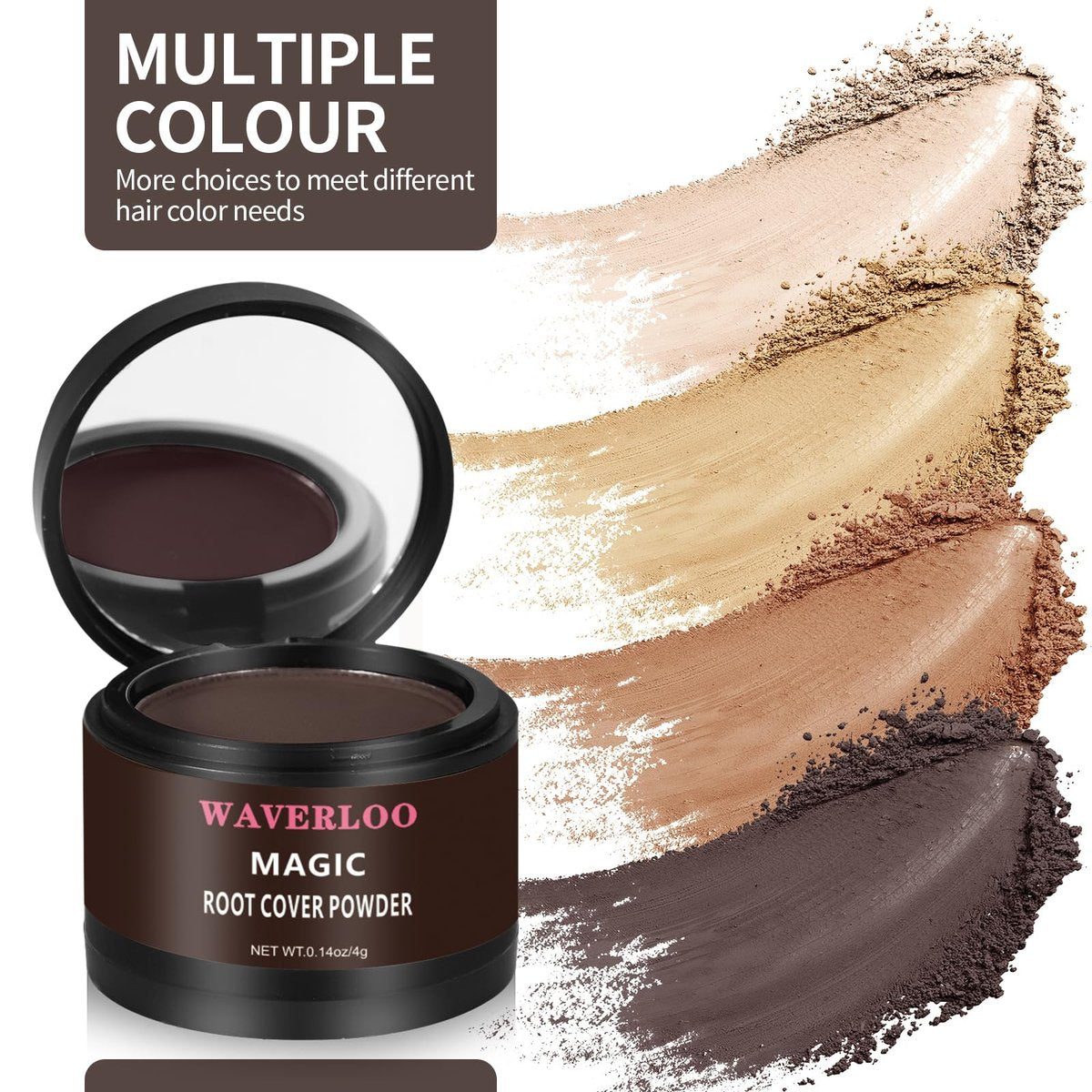 WAVERLOO Magic Root Cover Up - Instantly Conceals High Forehead & Hair Loss - Sweat & Waterproof Root Touch Up Hair Powder for Women & Men (Dark Brown, 4g) Avelisse