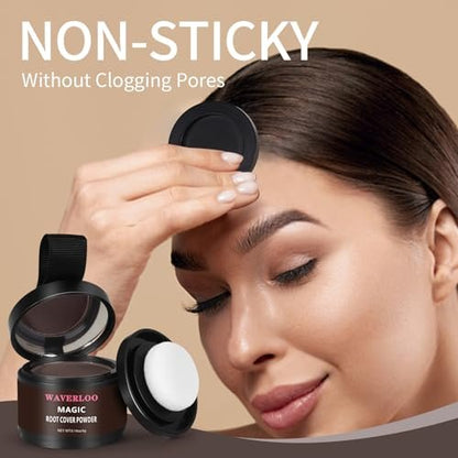 WAVERLOO Magic Root Cover Up - Instantly Conceals High Forehead & Hair Loss - Sweat & Waterproof Root Touch Up Hair Powder for Women & Men (Dark Brown, 4g) Avelisse