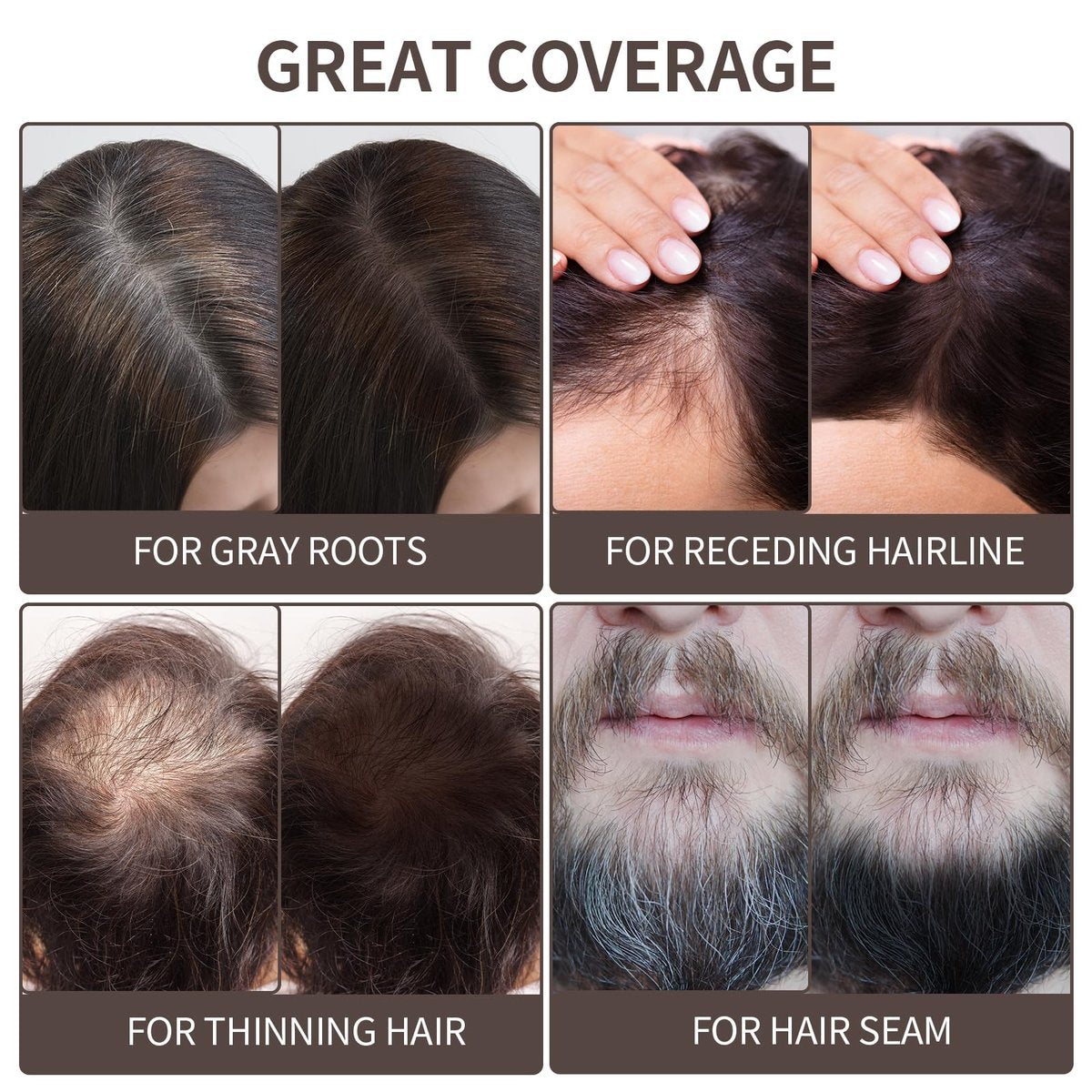 WAVERLOO Magic Root Cover Up - Instantly Conceals High Forehead & Hair Loss - Sweat & Waterproof Root Touch Up Hair Powder for Women & Men (Dark Brown, 4g) Avelisse