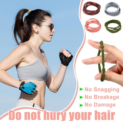 60 Pcs Boho Hair Ties, 4 Styles Elastic Hair Tie Bracelets for Women, Ponytail Holders for Thick and Thin Hair - Draupnir