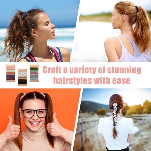 60 Pcs Boho Hair Ties, 4 Styles Elastic Hair Tie Bracelets for Women, Ponytail Holders for Thick and Thin Hair - Draupnir - görsel 6