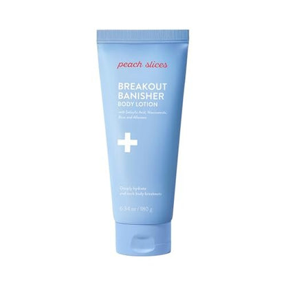 Peach Slices Breakout Banisher Body Lotion - 1% Salicylic Acid & Glycolic Acid - Clear & Prevent Body Breakouts - Niacinamide, Aloe, Rice - Vegan, Cruelty Free, 6.34 oz Avelisse
