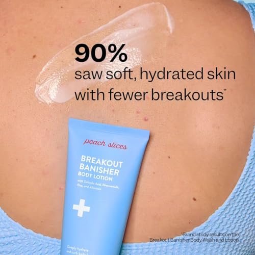 Peach Slices Breakout Banisher Body Lotion - 1% Salicylic Acid & Glycolic Acid - Clear & Prevent Body Breakouts - Niacinamide, Aloe, Rice - Vegan, Cruelty Free, 6.34 oz Avelisse