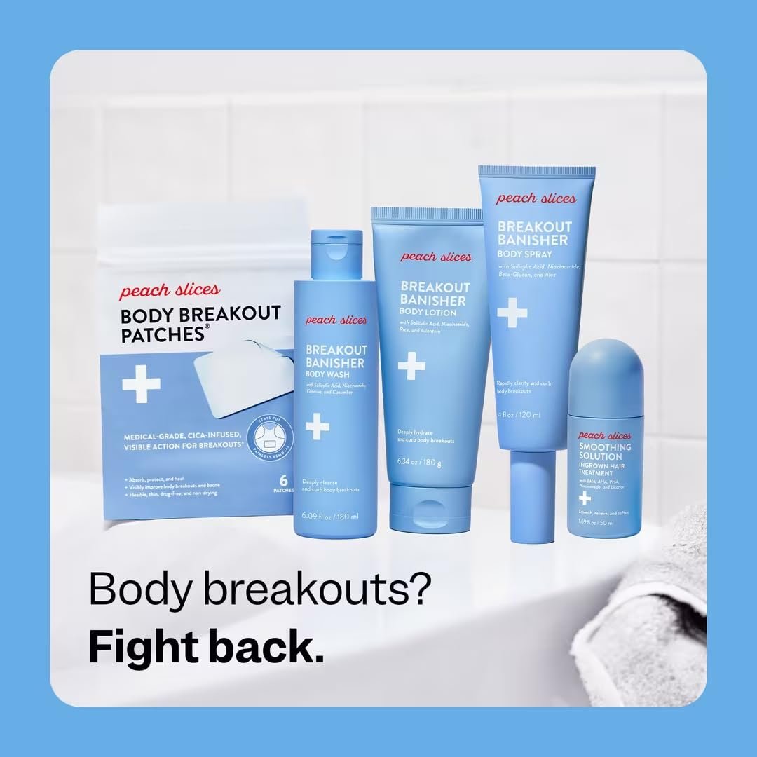 Peach Slices Breakout Banisher Body Lotion - 1% Salicylic Acid & Glycolic Acid - Clear & Prevent Body Breakouts - Niacinamide, Aloe, Rice - Vegan, Cruelty Free, 6.34 oz Avelisse