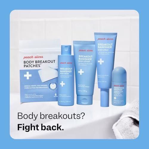 Peach Slices Breakout Banisher Body Lotion - 1% Salicylic Acid & Glycolic Acid - Clear & Prevent Body Breakouts - Niacinamide, Aloe, Rice - Vegan, Cruelty Free, 6.34 oz Avelisse
