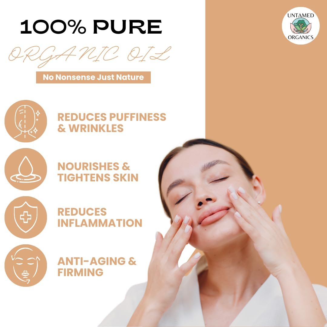 Untamed Organics Youth Elixir - Roll On Facial Serum for Under Eyes and Face with Certified Organic, Cold Pressed, Hexane Free Castor and Frankincense Oil - Miracle Anti-Aging Oil 10mL Avelisse