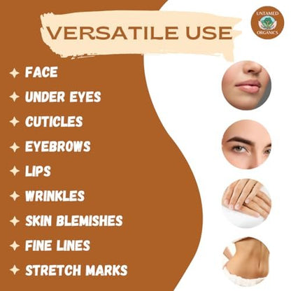 Untamed Organics Youth Elixir - Roll On Facial Serum for Under Eyes and Face with Certified Organic, Cold Pressed, Hexane Free Castor and Frankincense Oil - Miracle Anti-Aging Oil 10mL Avelisse