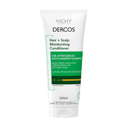 VICHY Dercos Hair & Scalp Moisturizing Conditioner with Glycerin, Niacinamide & Hyaluronic Acid – Post-Dandruff Strengthening Treatment, 6.7 Fl Oz