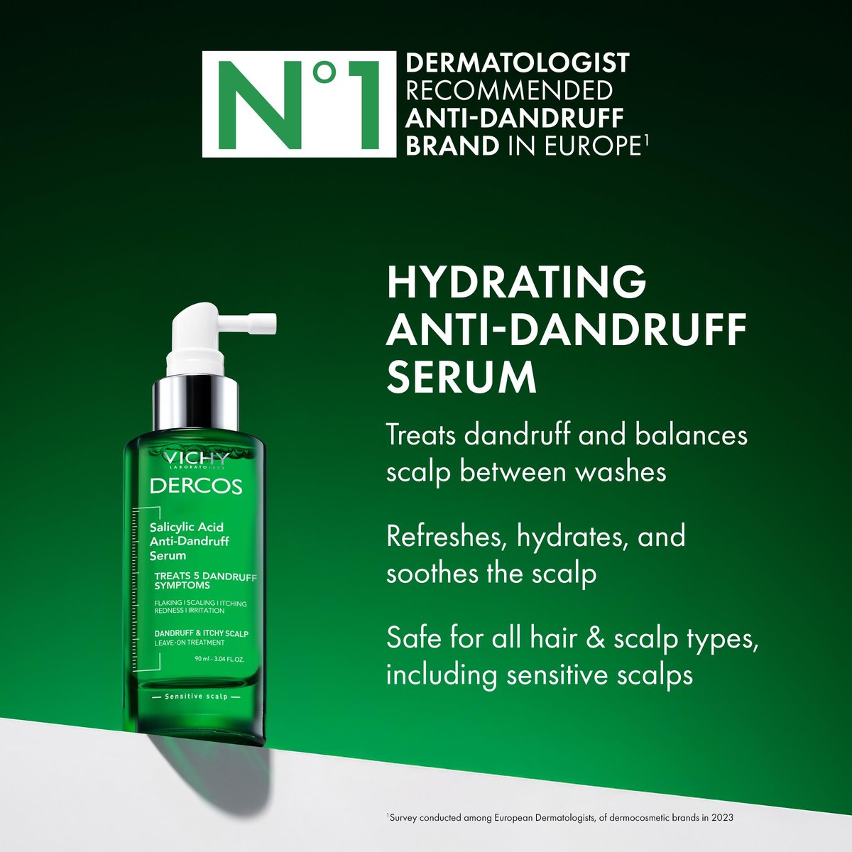 Vichy Dercos Salicylic Acid Anti-Dandruff Scalp Treatment - 3.04 Fl Oz - Flake & Itch Relief, Hydrated & Soothed Scalp Avelisse