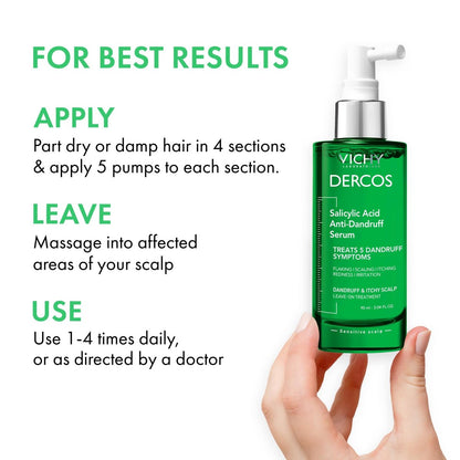 Vichy Dercos Salicylic Acid Anti-Dandruff Scalp Treatment - 3.04 Fl Oz - Flake & Itch Relief, Hydrated & Soothed Scalp Avelisse