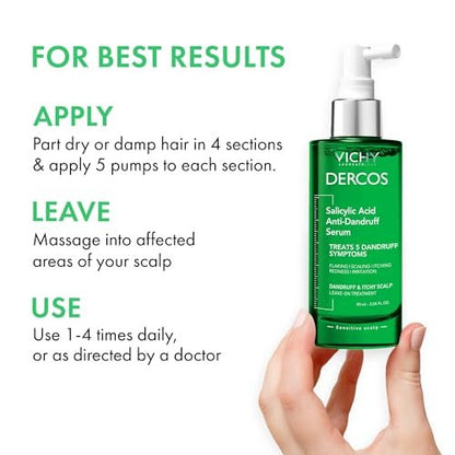 Vichy Dercos Salicylic Acid Anti-Dandruff Scalp Treatment - 3.04 Fl Oz - Flake & Itch Relief, Hydrated & Soothed Scalp Avelisse