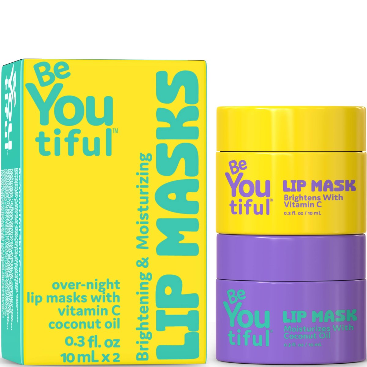 Hydrating Lip Masks Set by BeYOUtiful – 2-Pack Lip Balm Treatment for Dry, Chapped Lips, Clear Lip Gloss for Teens, 0.3 oz Each - görsel 1